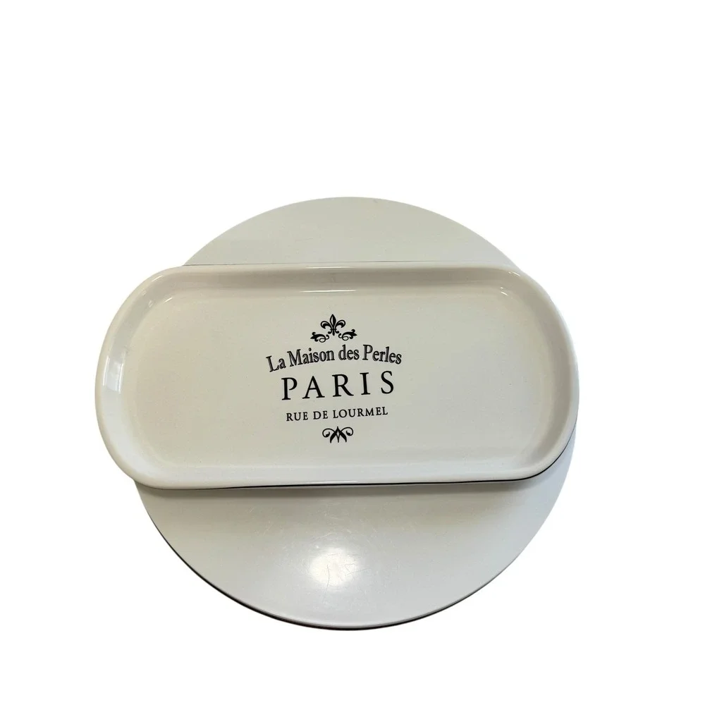 La Maison des Perles Paris Ceramic Vanity Tray Oval White Porcelain Trinket Dish